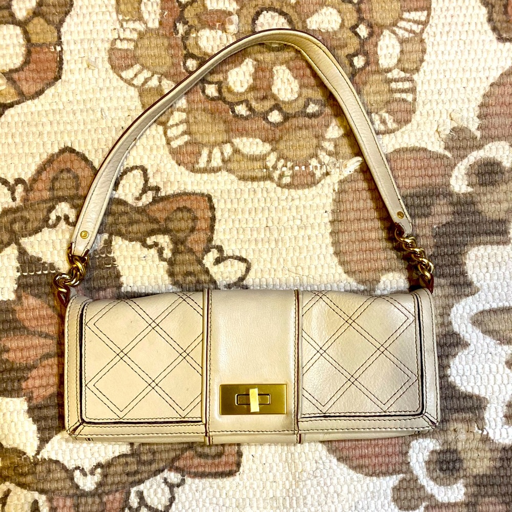 Leather clutch with shoulder strap